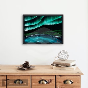 Mini Aurora 7 von 8 Arte a óleo original: pintura de céu noturno de alta qualidade para arte contemporânea de sala de estar