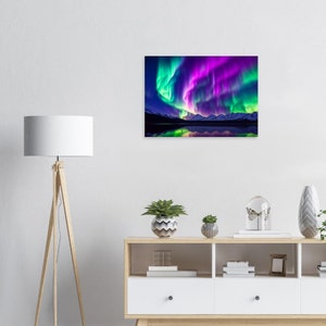 Northern Lights Art Print - Aurora Borealis, Nature Art, Oil Painting- Art Print by KellerArtProductions