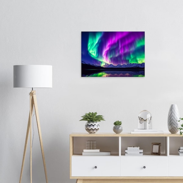 Nordlichter Kunstdruck - Aurora Borealis, Naturkunst, Ölgemälde- Kunstdruck von KellerArtProductions