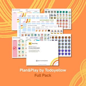 Kids Printable Planner Bundle | Daily Tasks + Weekly Activities + Monthly Calendar | Children Time Management PDF