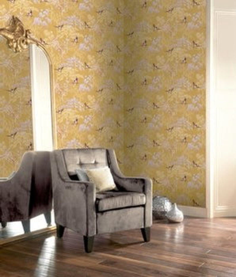 Wallpaper Japanese Garden Ochre by Arthouse Etsy UK