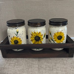 Jars in wood tray