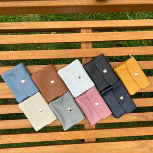 Cartera de piel para mujer, Cartera de piel para mujer, Cartera con ranuras para tarjetas con cremallera, Monedero de piel, Regalo para mujer, Mini Cartera de piel