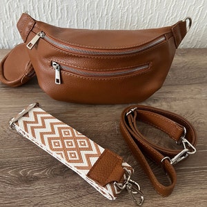 Echt Leder Bauchtasche mit breitem Gurt, Umhängetasche Damen, Mittlere Leder Schultertasche, Hüfttasche, Gürteltasche, Alltagstasche