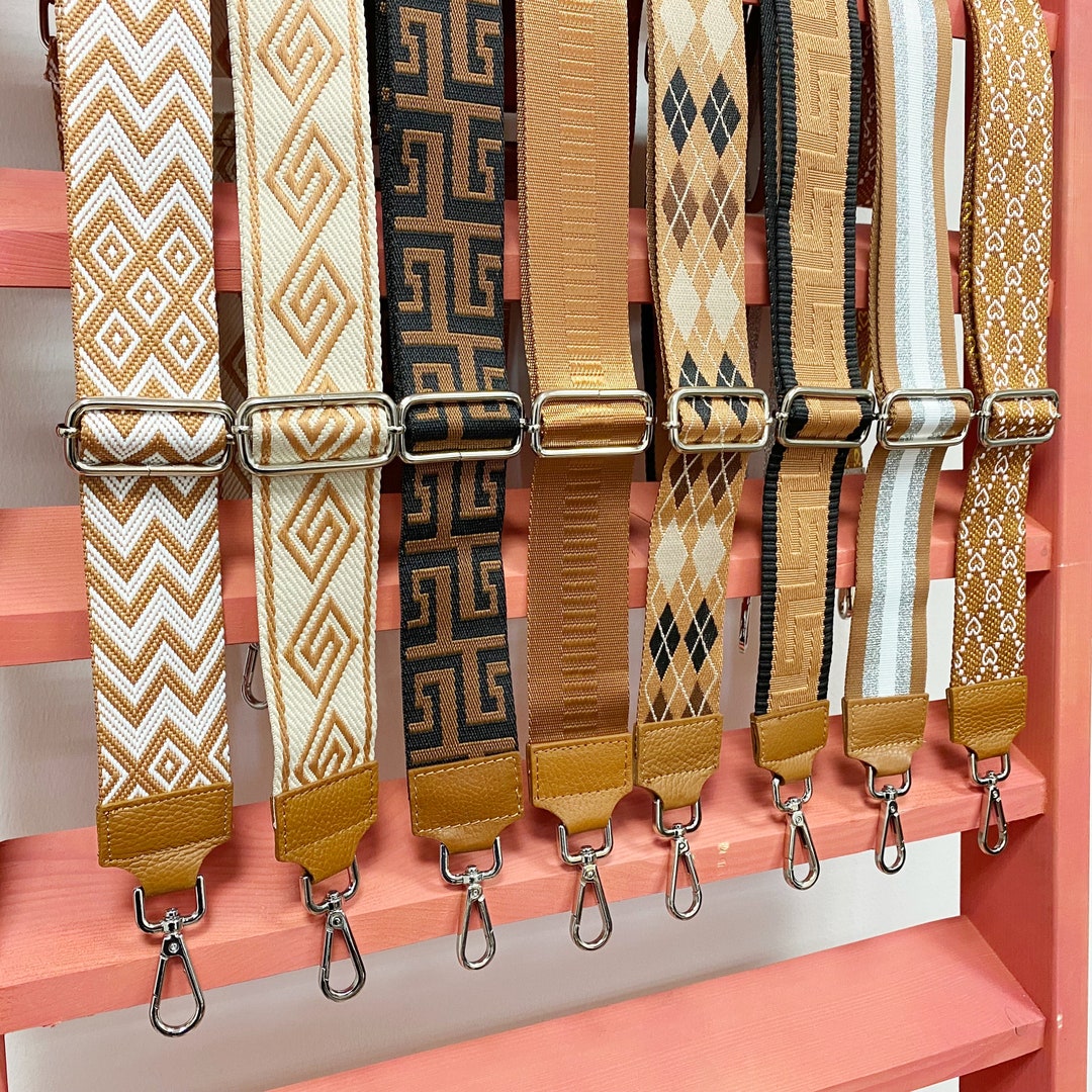 Brown Leather Crossbody Bag Strap With Silver Hardware, Adjustable Bag