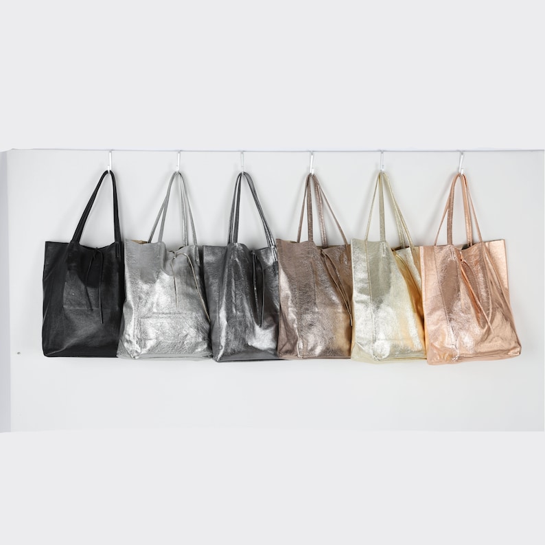 Metallic Leather Tote Bags