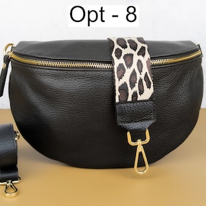 Crossbody Bag Schwarz Leder Gold Zipper Hardware, Große Bauchtasche Frauen, Umhängetasche Reisen, Mittlere Gürteltasche, Kleine Bauchtasche, Sling Bag Opt - 8