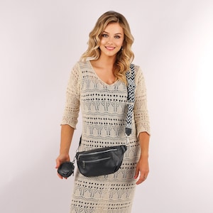 Large leather shoulder bag, belly bag leather ladies, fanny pack with 2 strap, belt bag women, everyday bag, hip bag, medium crossbody bag