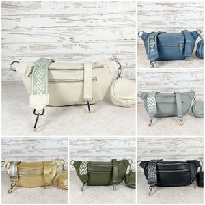 Echt Leder Umhängetasche Damen, Bauchtasche mit breitem Gurt, Gürteltasche Damen, Leder Schultertasche, Geschenke Frauen, Alltagstasche