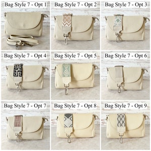 Bauchtasche Beige Leder für Frauen, Umhängetasche Damen Breitem Gurt, Creme Gürteltasche Mittelalter, Schultertasche Groß, Geschenk Mutter Bag Style - 7