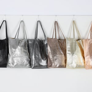 Metallic Leather Tote Bags