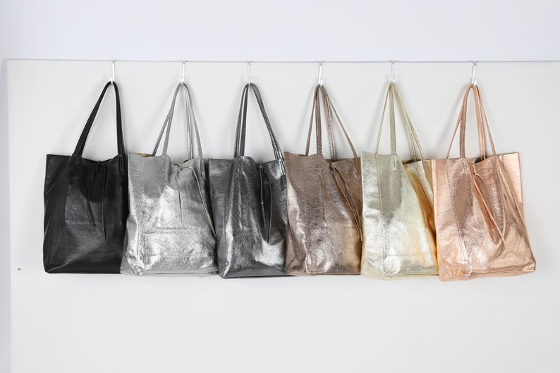 Metallic Leather Tote Bags