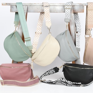 Leder Umhängetasche Damen mit Gold Zipper Hardware, Gürteltasche mit extra Riemen, Schultertasche für den täglichen Gebrauch, Schultertasche, Bauchtasche, Bauchtasche