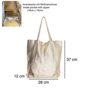 Gold Leather Tote Shopper Bag Women, Metallic Silver Shoulder bag, Bronze Large Bag pouch, Glitter shopping bag, Rose Gold Tote Bag Travel zdjęcie 10