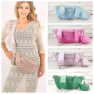 Leather Crossbody Bag 2 Straps, Fanny Pack Women, Belt Bag, Belly Bag, Shoulder Bag for Mom, Waist Bag, Sling Bag, Bum Bag, Hip Bag, Handbag
