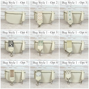 Bauchtasche Beige Leder für Frauen, Umhängetasche Damen Breitem Gurt, Creme Gürteltasche Mittelalter, Schultertasche Groß, Geschenk Mutter Bag Style - 1