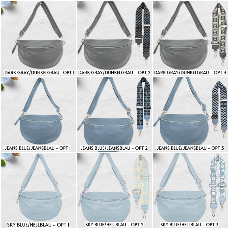 XXL Leder Crossbody Taschen mit 2 Riemen, Geschenk für Mama, Schultertasche Frauen, Kleine Fanny Pack Gürteltasche, Festival Sling Bag, Große Reisetasche Bild 6