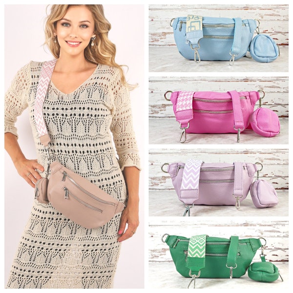 Leren crossbody tas met 2 riemen, heuptas, buiktas, groot heuptasje dames, schoudertas moeder, heuptas, draagzak, heuptas, heuptas