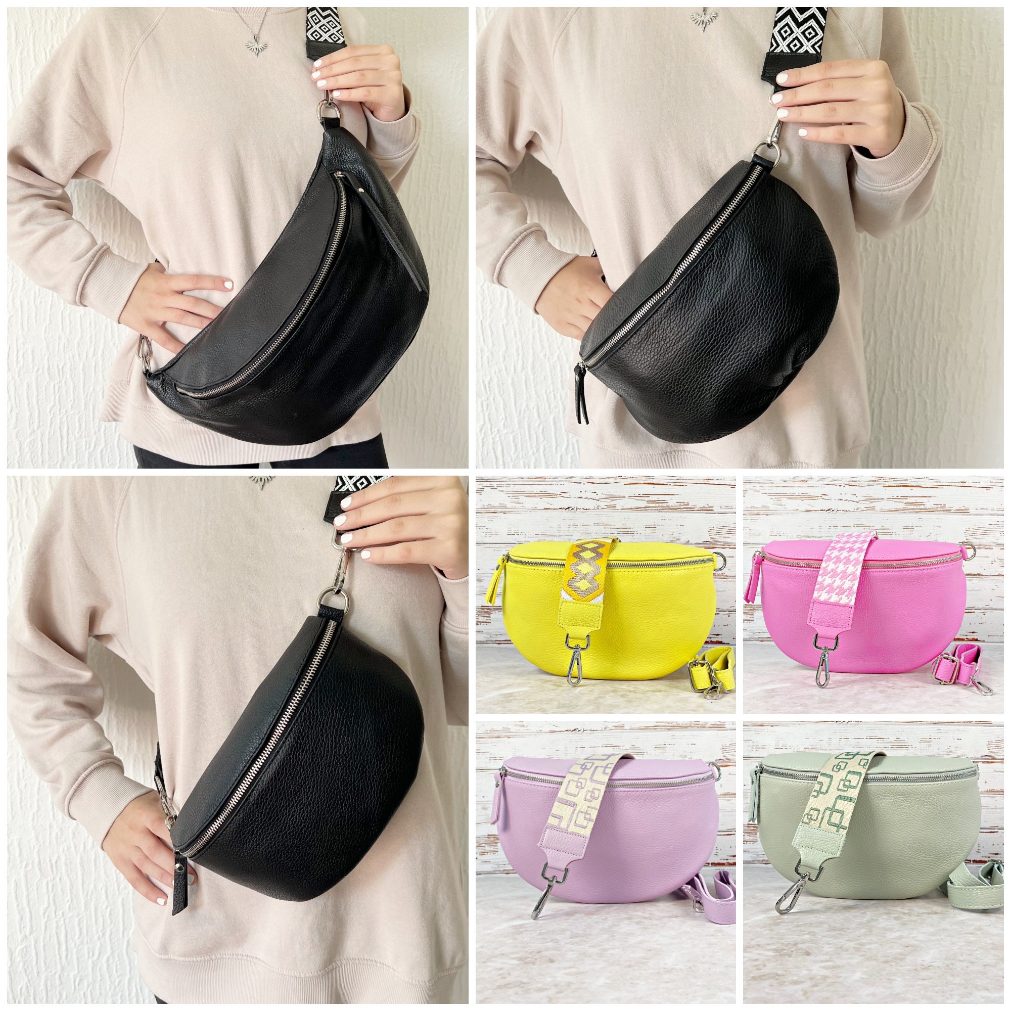 Cross Body Bag Shoulder Purses for Women Trendy Black Small Genuine Leather  Belt Sling Bum Fashion Fanny Pack Crossbody Bags Cute Designer Everywhere  Large Chest Waist Bag for Girls, Traveling Gift 