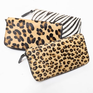Pelzige Leopard Gepard Print Brieftasche Frauen, Zebra Print Frauen Geldbörse Brieftasche, Einzigartiges Geschenk Mama, Leder Frauen Brieftasche Reißverschluss und Münzbeutel