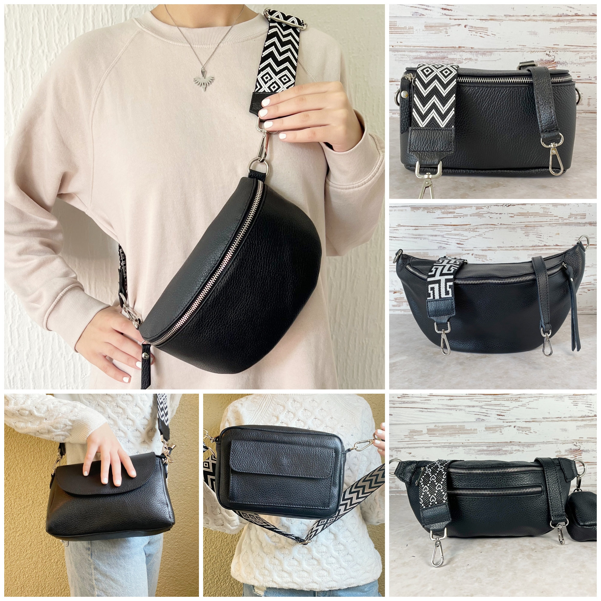 New Hot Crossbody Bag For Women, Small Leather Camera Purse Thick Strap  Cross-body Bags, Triple Zip Shoulder Bag With Guitar Strap