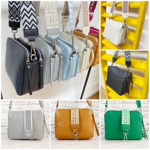 Sac à bandoulière avec large bandoulière interchangeable, Sac à bandoulière en cuir pour femme, Sac à bandoulière pour femme, Sac banane pour randonnée, voyage, sport