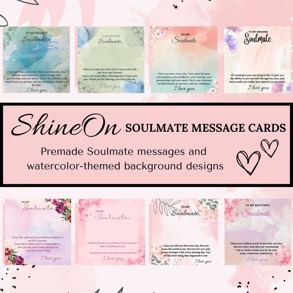 Shine on Jewelry SOULMATE Message Cards Bundle, Message Card Templates Digital Download