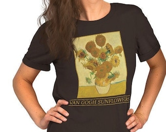 Van Gogh-T-shirt zonnebloemen | Kunstzinnig esthetische kleding