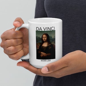 Leonardo Da Vinci Mona Lisa Mug | Mona Lisa Witte Glanzende Mok| Kunstzinnige Mok | Beroemde Art Mug | Vintage Kunst Mok