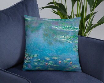 Monet Water Lilies Pillows - Vintage Art Pillow, Artsy Aesthetic Decor, Vintage Art Decor, Famous Art pillow, home decor
