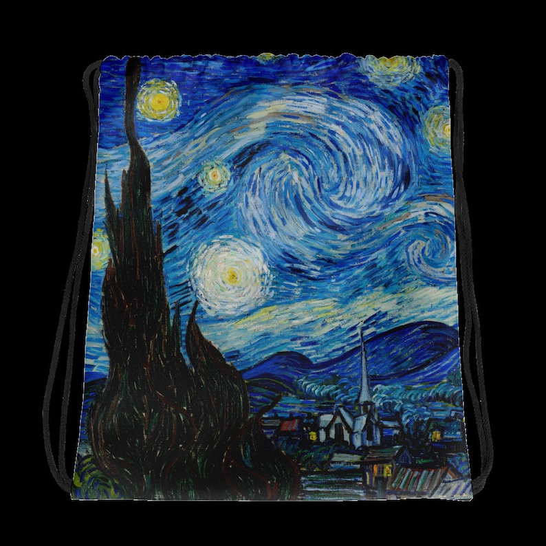 Van Gogh Starry Night Drawstring Bag- Vintage Art Bag | Starry Night