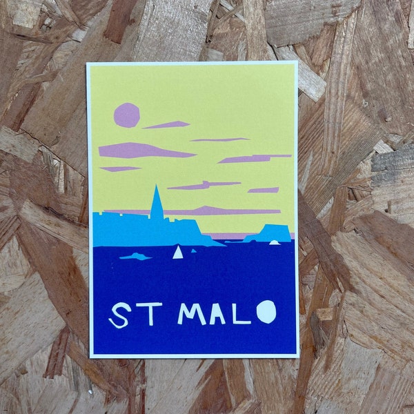 Carte Postale St Malo en papiers découpés