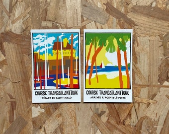 Transatlantic Race postcards, start and finish