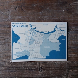 Karte der Stadtteile von St. Malo – Postkarte
