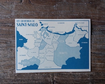 Map of the Neighborhoods of St Malo - Postcard