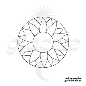 Sunflower Stained Glass Pattern, Digital Download, PDF JPG, Digital Pattern
