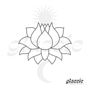 Lotus Flower Stained Glass Pattern, Digital Download, PDF and JPG, Digital Pattern, Simple Easy Beginner Stained Glass Pattern