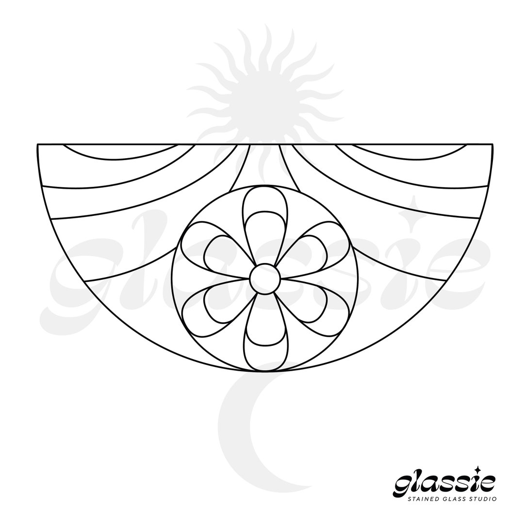 Flower Power Window Topper Stained Glass Pattern, Digital File, PDF and