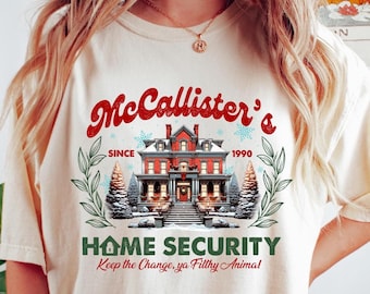McCallister's Home Security Comfort Colors Shirt, Christmas Movie Tee, Funny Christmas McCallister Unisex Shirt, Christmas Gift, Xmas Movie