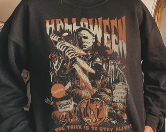 Vintage Halloween Sweatshirt, Horror Movie Sweatshirt, Myers Thriller Friday the 13th Horror Sweatshirt, Retro Halloween Sweatshirt