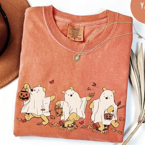 Retro Pooh Comfort Colors Ghost Halloween Shirt, The Pooh Halloween Shirt, Spooky Season Shirt, Pooh Shirt, Halloween Fall Women&#39;s Shirt