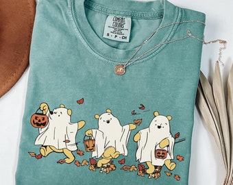 Comfort Colors Retro Pooh Ghost Halloween Shirt, Winnie The Pooh Halloween Shirt, Spooky Season, Pooh Shirt, Cute Fall Shirt,Halloween gift