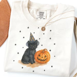 Vintage 90s Cat Halloween Comfort Colors Shirt, Retro Halloween, Spooky Season Tee, Pumpkin Shirt, Cat Lover Shirt, Black Cat, Spooky Season