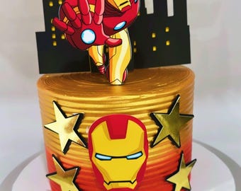 Iron Man Cake Topper - Iron ManBirthday Party - Superhero Birthday Decoration