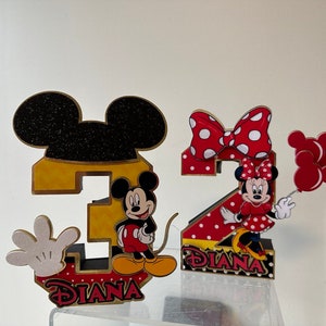 Carta 3D de Mickey o Minnie - Decoración fiesta Mickey o Minnie - Decoración cumpleaños