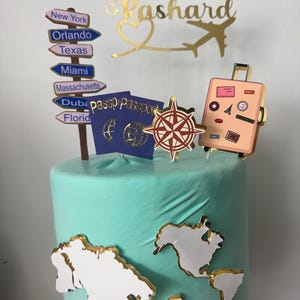 Travelers Cake Topper – Trip and Adventure - Birthday Decoration