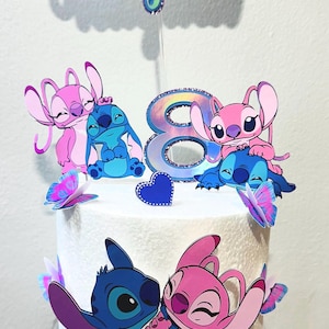 Stitch and Angel Cake Topper - Stitch and Angel Birthday - Stitch Party