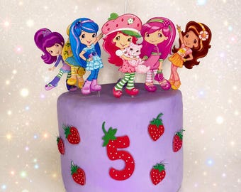 Strawberry Shortcake Cake Topper | Strawberry Birthday Party Decor