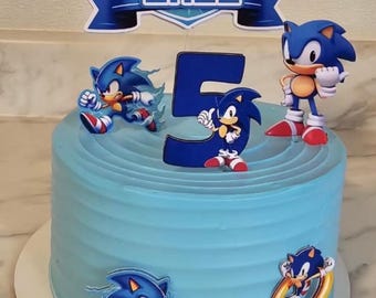 Sonic Cake Topper – Kids Video Game Birthday Party Decoration