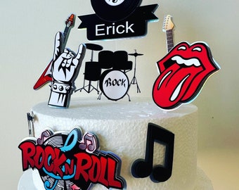 JeVenis chitarra cake topper decorazioni per torta disco ball nota musicale rock roll cake cupcake decorazione per il musicista rock star basso chitarra 80s retrò festa a tema